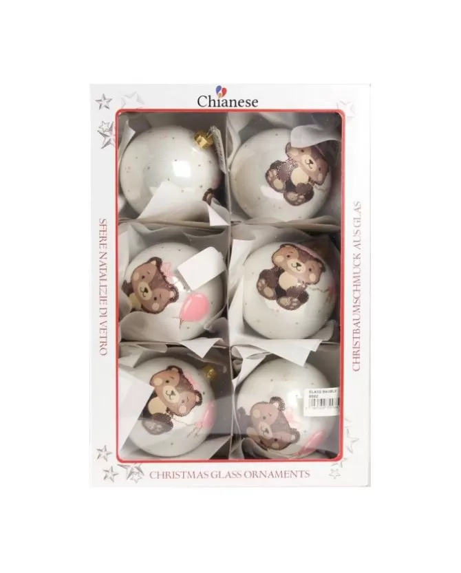 1Pz Pallina Di Vetro Decorata A Mano Bianco Lucido 80Mm>* Flash Sale