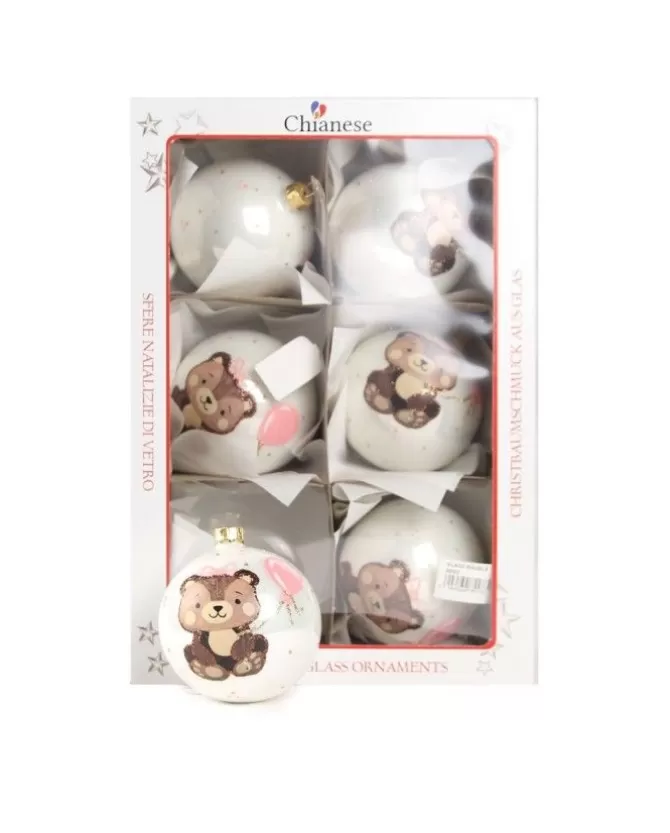 1Pz Pallina Di Vetro Decorata A Mano Bianco Lucido 80Mm>* Flash Sale