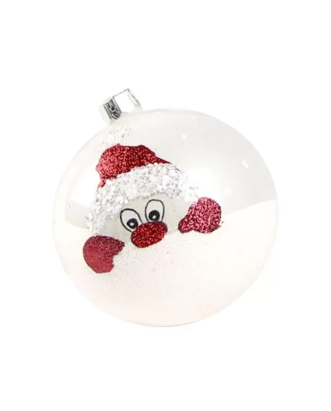 1Pz Pallina Di Vetro Decorata A Mano Bianco Lucido 80Mm>* Store