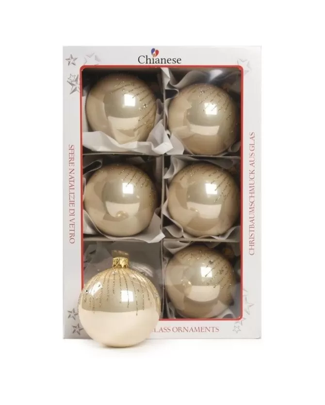 1Pz Pallina Di Vetro Decorata A Mano Champagne Lucido 80Mm>* Flash Sale