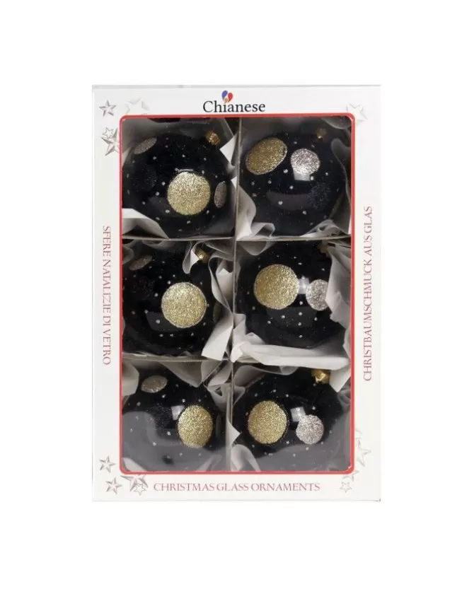 1Pz Pallina Di Vetro Decorata A Mano Nero Lucido 80Mm>* Fashion