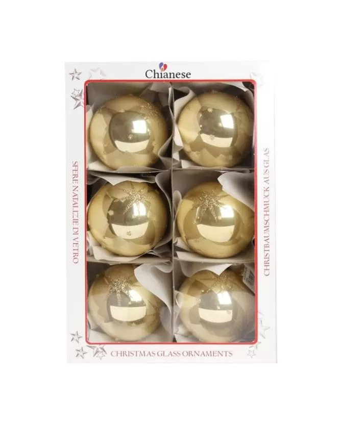 1Pz Pallina Di Vetro Decorata A Mano Oro Lucido 80Mm>* Best Sale