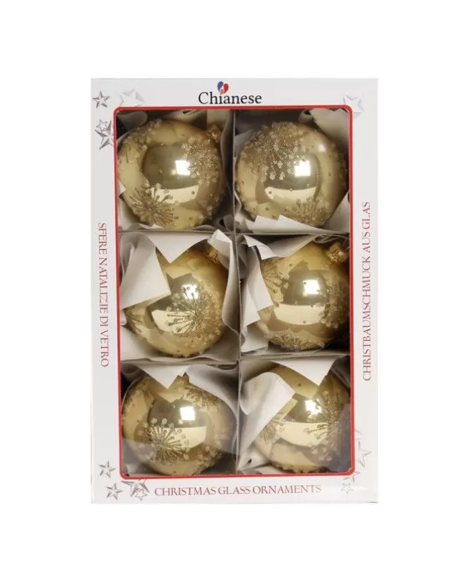 1Pz Pallina Di Vetro Decorata A Mano Oro Lucido 80Mm>* Hot