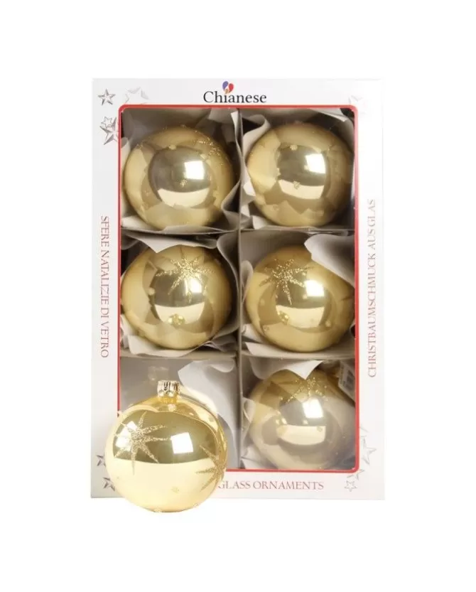 1Pz Pallina Di Vetro Decorata A Mano Oro Lucido 80Mm>* Best Sale