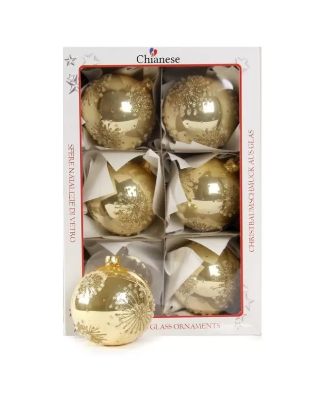 1Pz Pallina Di Vetro Decorata A Mano Oro Lucido 80Mm>* Hot