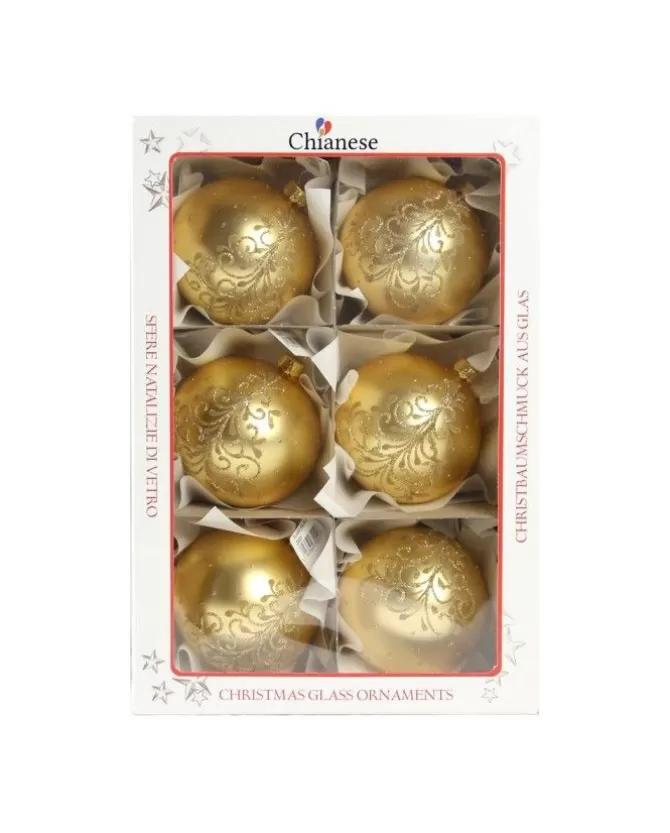 1Pz Pallina Di Vetro Decorata A Mano Oro Opaco 80Mm>KAEMING Store