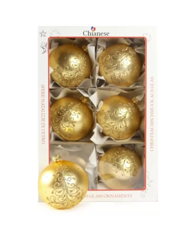 1Pz Pallina Di Vetro Decorata A Mano Oro Opaco 80Mm>KAEMING Store