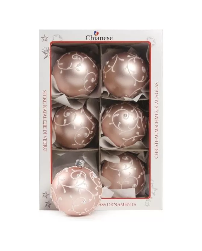 1Pz Pallina Di Vetro Decorata A Mano Rosa Opaco 80Mm>* Online