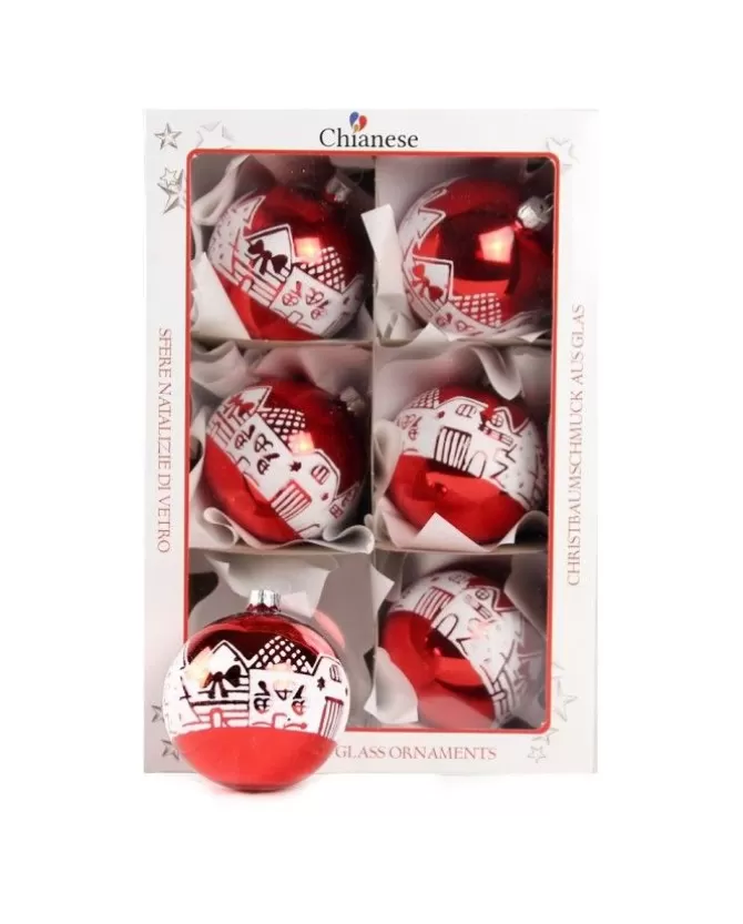 1Pz Pallina Di Vetro Decorata A Mano Rosso Lucido 80Mm>* Flash Sale