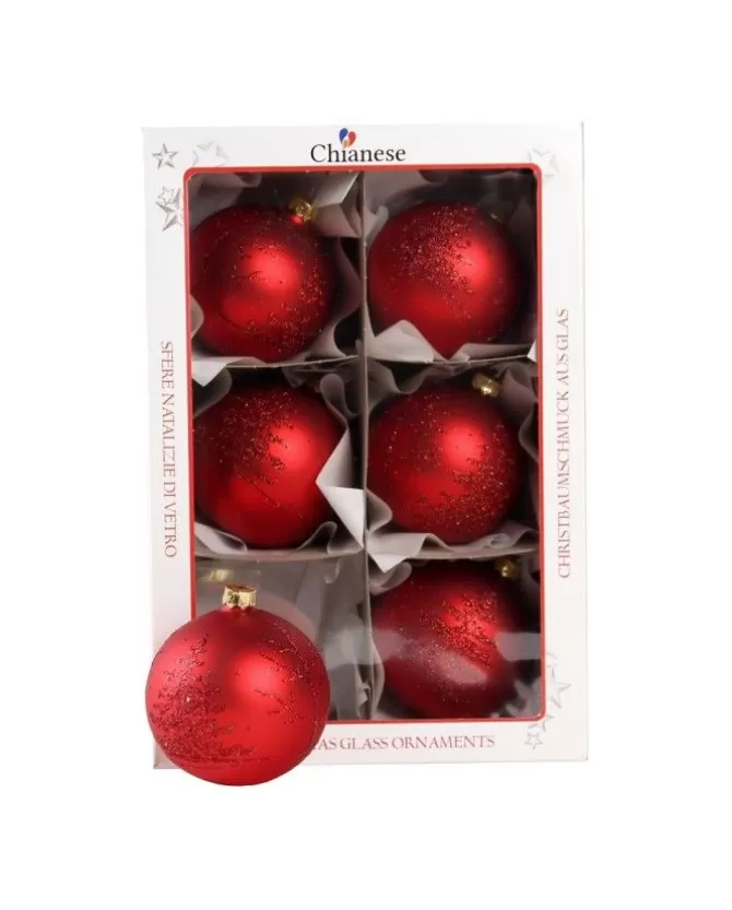 1Pz Pallina Di Vetro Decorata A Mano Rosso Opaco 80Mm>* Flash Sale