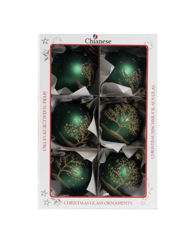 1Pz Pallina Di Vetro Decorata A Mano Verde Opaco 80Mm>* Hot