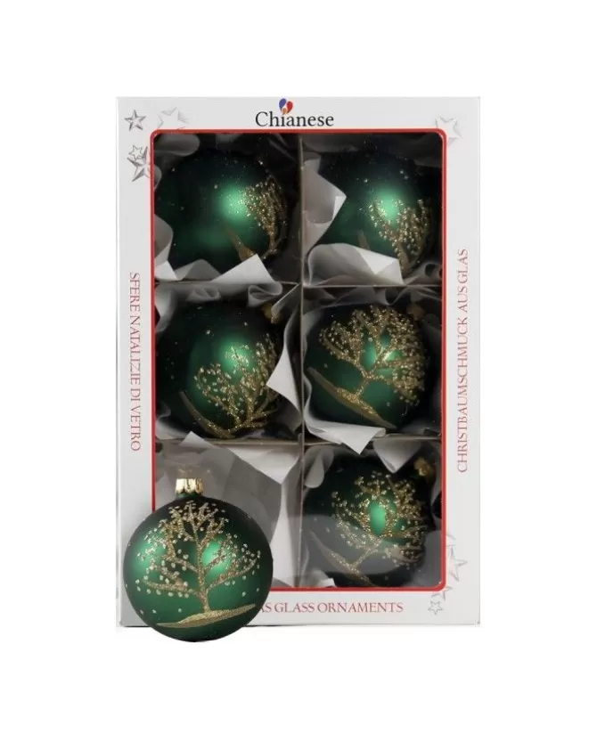1Pz Pallina Di Vetro Decorata A Mano Verde Opaco 80Mm>* Hot