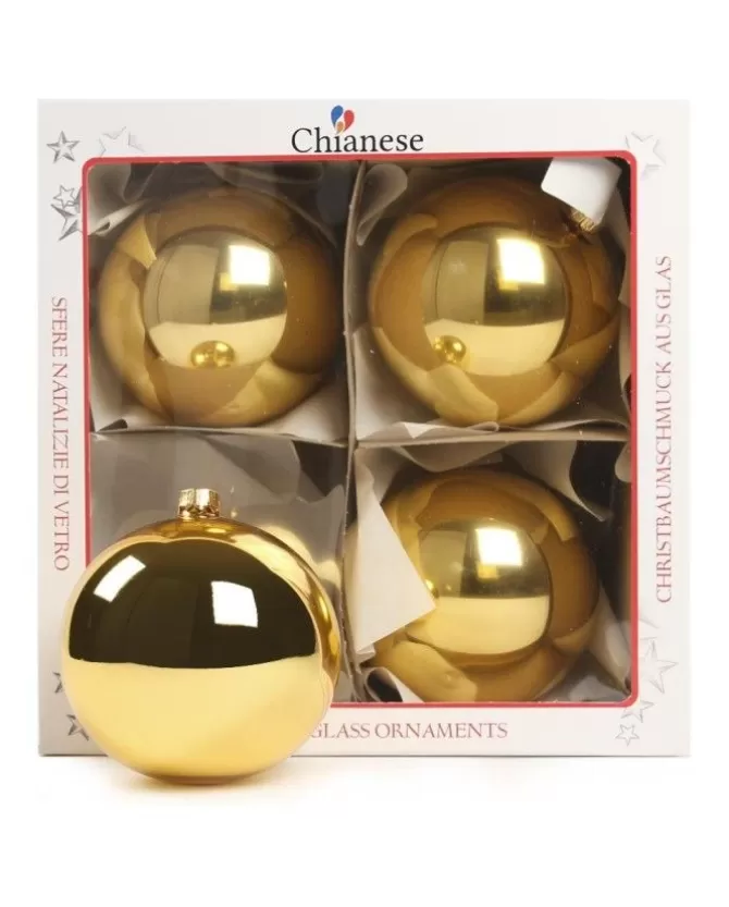 1Pz Pallina Di Vetro Tinta Unita Oro Lucido 100Mm>* Cheap