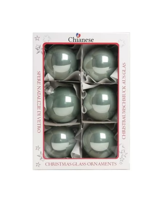 1Pz Pallina Di Vetro Tinta Unita Tiffany Lucido 60Mm Per Albero Di Natale>* New