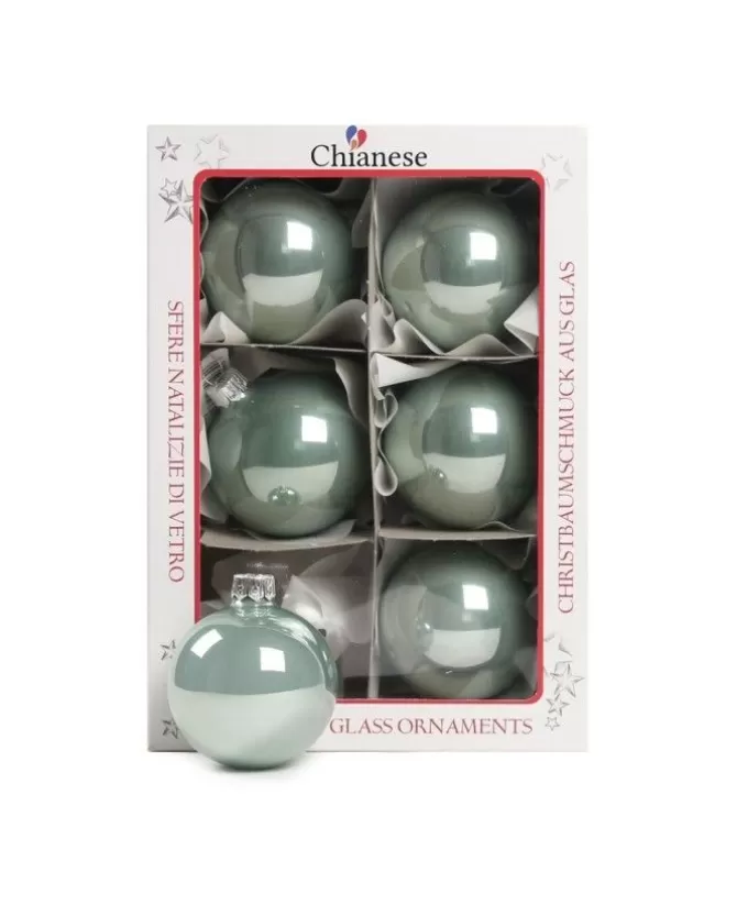 1Pz Pallina Di Vetro Tinta Unita Tiffany Lucido 60Mm Per Albero Di Natale>* New