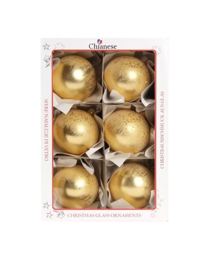 1Pz Pallina In Vetro Decorata A Mano Oro Opaco 80Mm>* Fashion