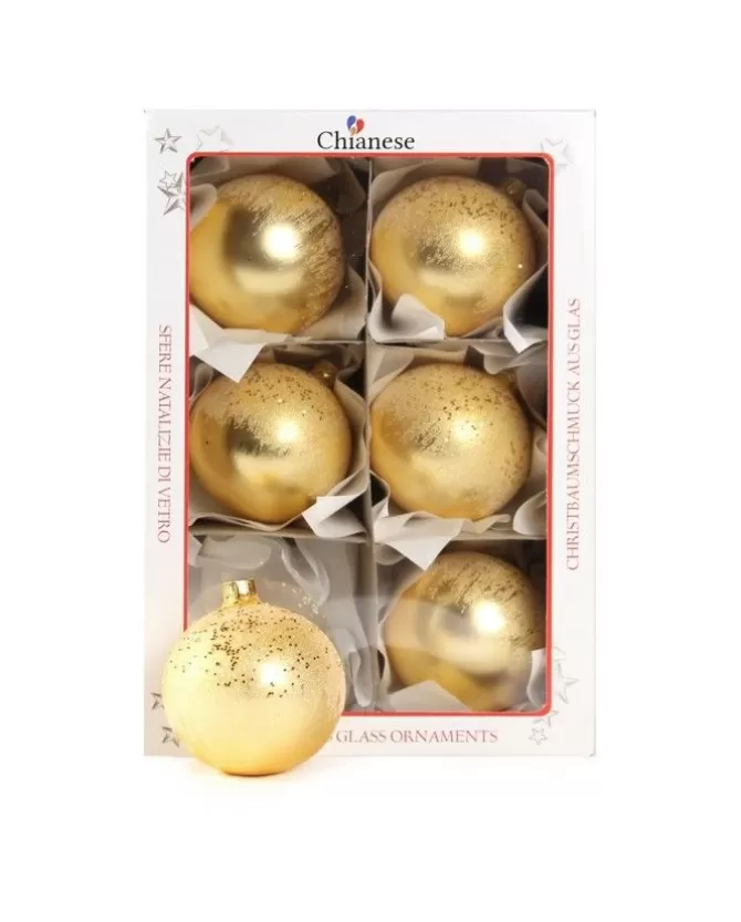 1Pz Pallina In Vetro Decorata A Mano Oro Opaco 80Mm>* Fashion