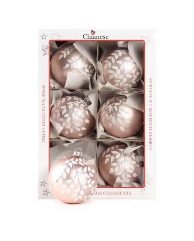 1Pz Pallina In Vetro Decorata A Mano Rosa Opaco 80Mm>* Flash Sale