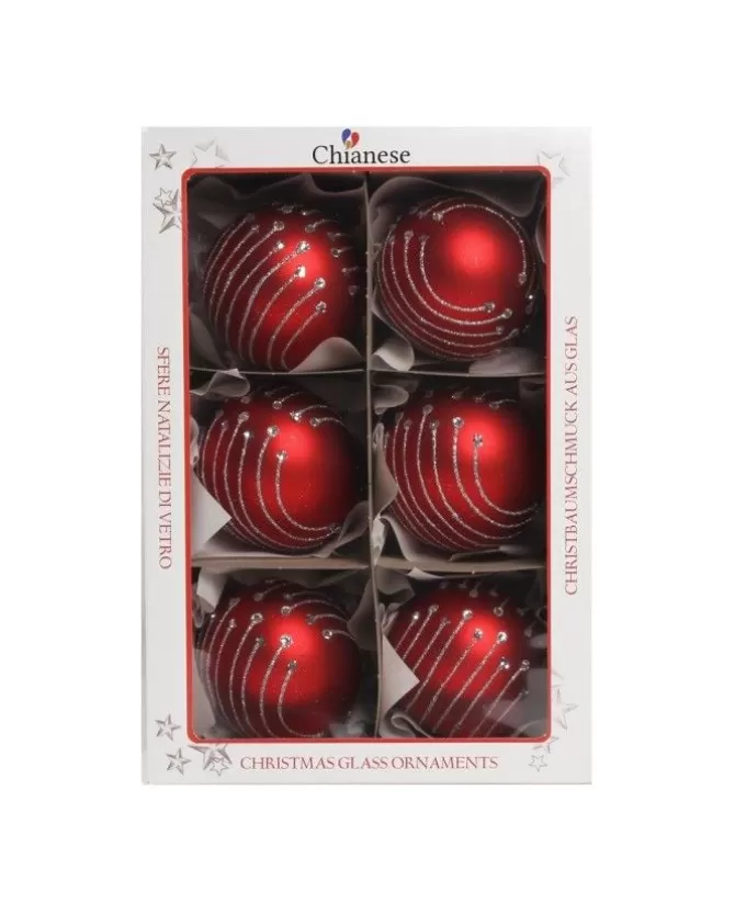 1Pz Pallina In Vetro Decorata A Mano Rosso Opaco 80Mm>* Discount