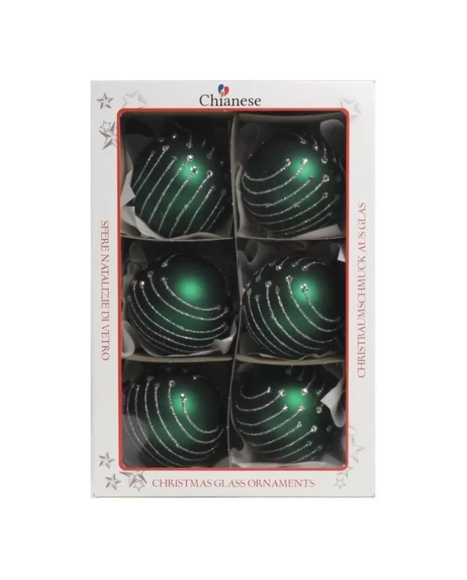 1Pz Pallina In Vetro Decorata A Mano Verde Opaco 80Mm>* Best Sale