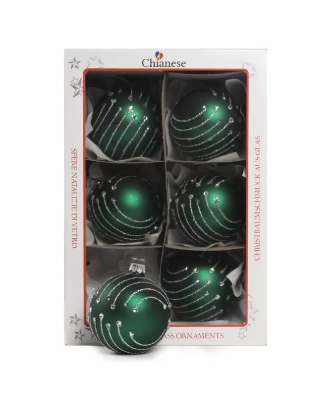 1Pz Pallina In Vetro Decorata A Mano Verde Opaco 80Mm>* Best Sale