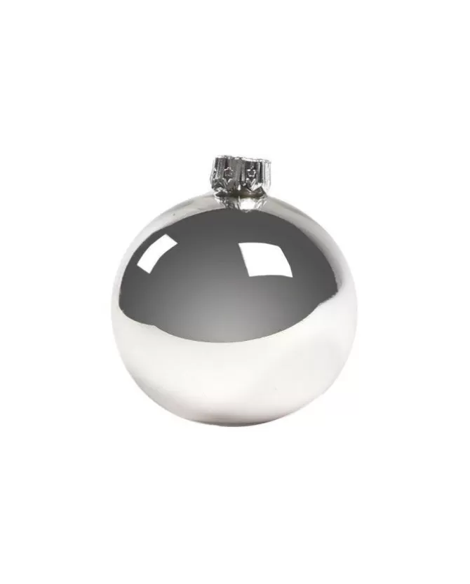 1Pz Pallina In Vetro Tinta Unita Argento Lucido 60 Mm>* Outlet