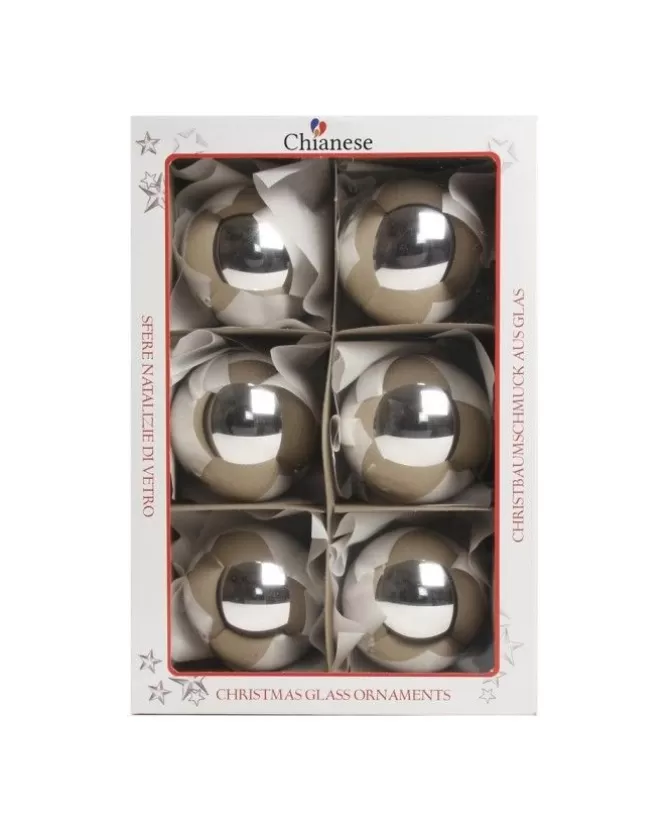 1Pz Pallina In Vetro Tinta Unita Argento Lucido 80 Mm>* Best Sale