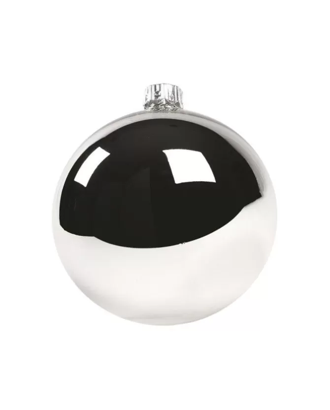 1Pz Pallina In Vetro Tinta Unita Argento Lucido 80 Mm>* Best Sale