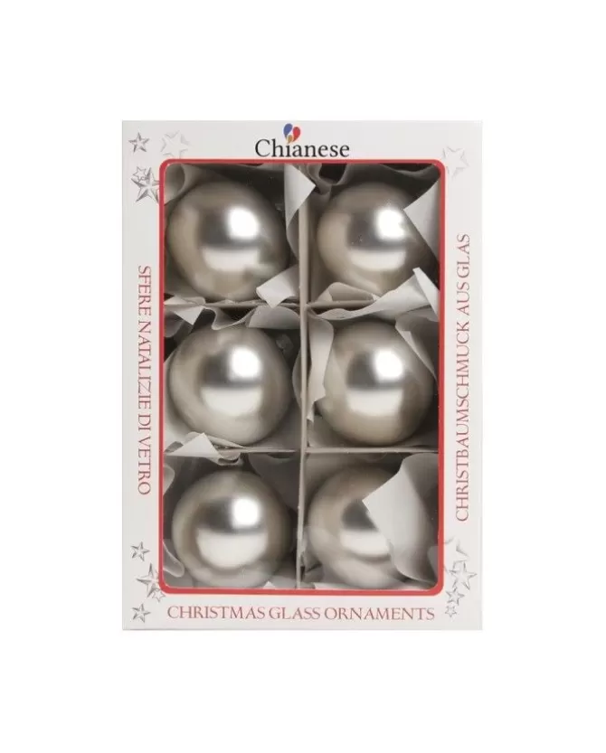 1Pz Pallina In Vetro Tinta Unita Argento Opaco 60 Mm>* Shop