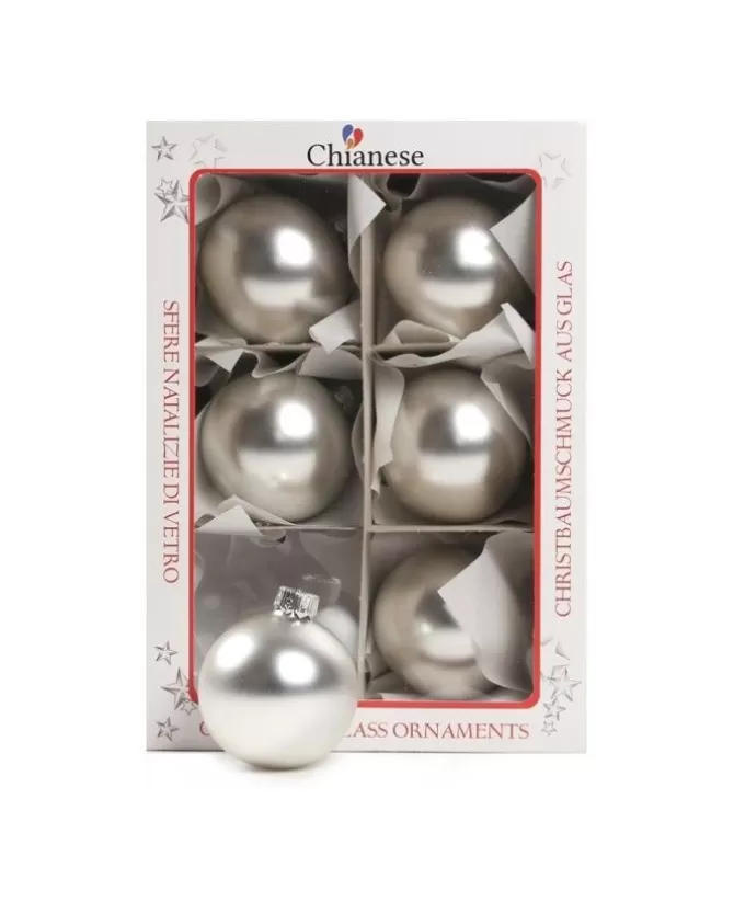 1Pz Pallina In Vetro Tinta Unita Argento Opaco 60 Mm>* Shop