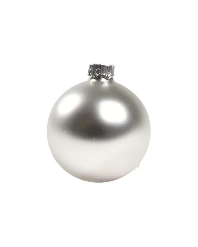 1Pz Pallina In Vetro Tinta Unita Argento Opaco 60 Mm>* Shop