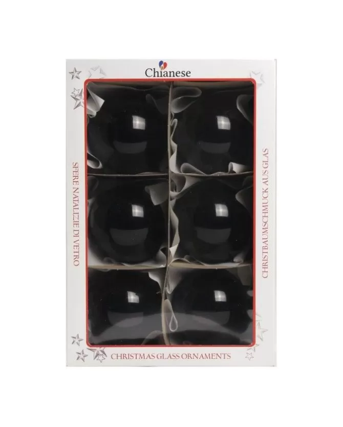1Pz Pallina In Vetro Tinta Unita Nero Lucido 80 Mm>* Online