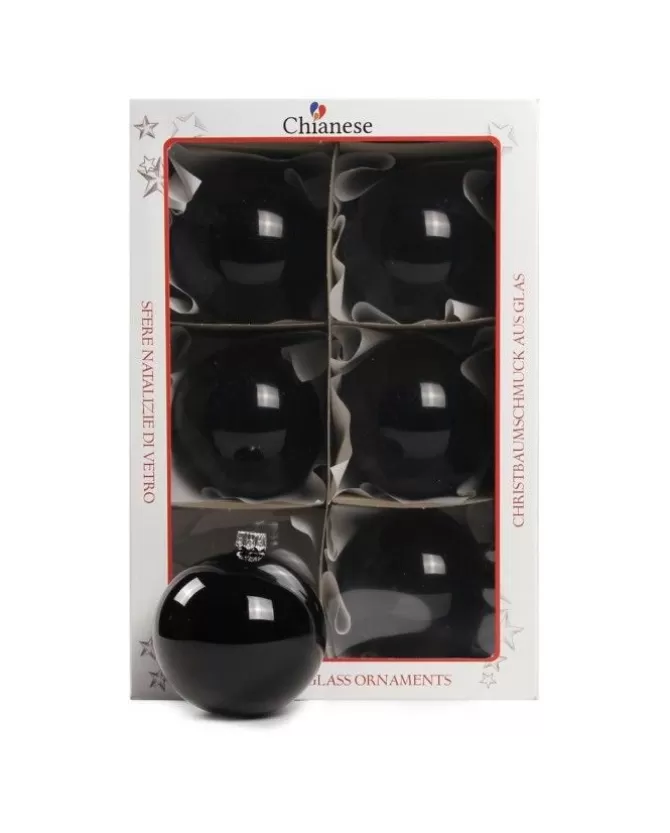 1Pz Pallina In Vetro Tinta Unita Nero Lucido 80 Mm>* Online