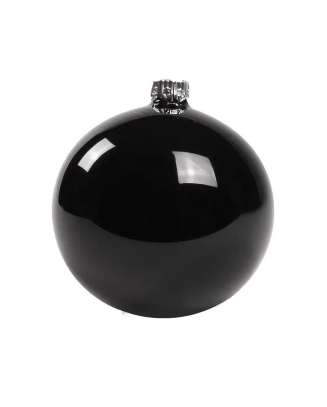 1Pz Pallina In Vetro Tinta Unita Nero Lucido 80 Mm>* Online