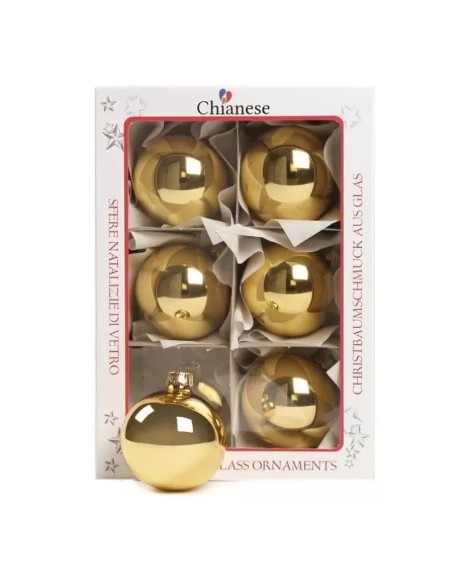 1Pz Pallina In Vetro Tinta Unita Oro Lucido 60 Mm>* Best Sale
