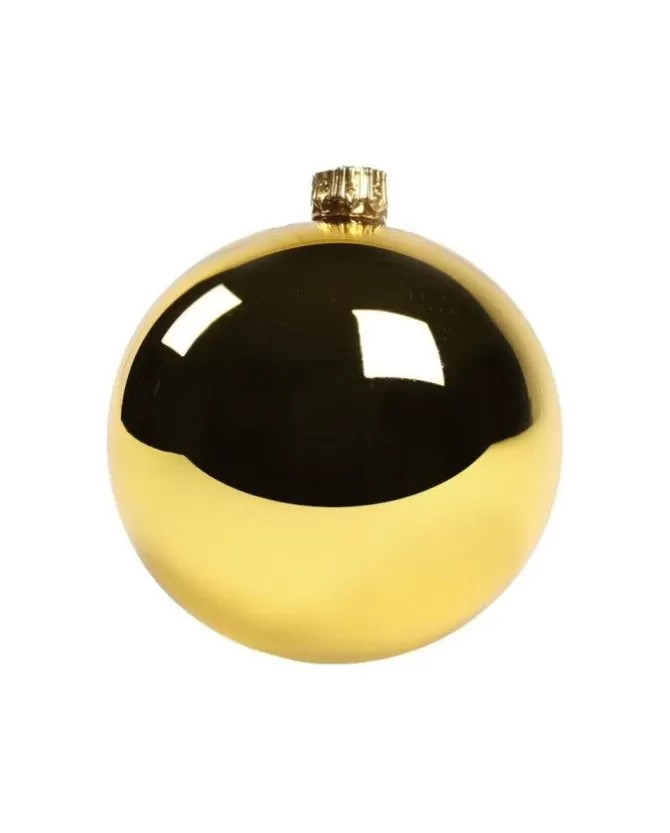 1Pz Pallina In Vetro Tinta Unita Oro Lucido 80 Mm>* Best
