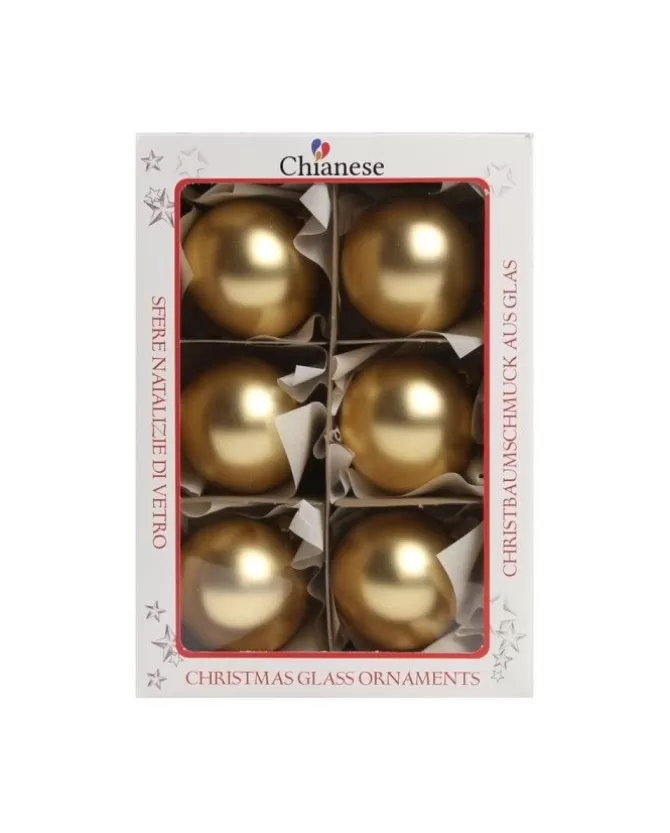 1Pz Pallina In Vetro Tinta Unita Oro Opaco 60 Mm>* Outlet