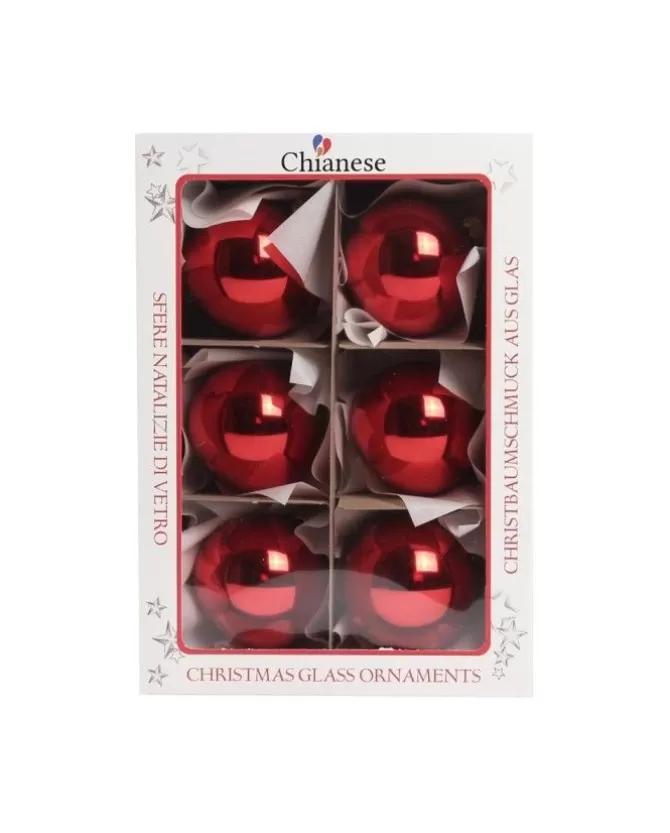 1Pz Pallina In Vetro Tinta Unita Rosso Lucido 60 Mm>* Sale