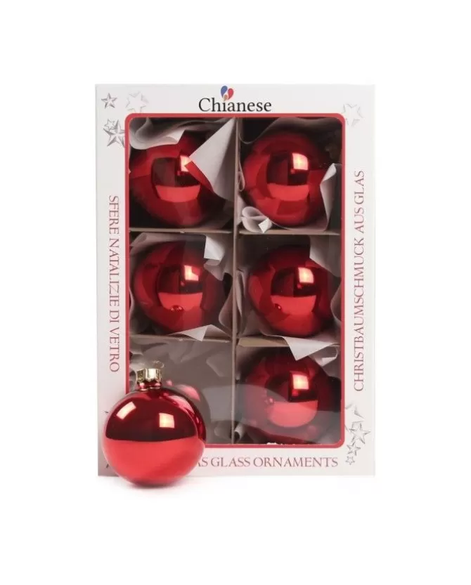 1Pz Pallina In Vetro Tinta Unita Rosso Lucido 60 Mm>* Sale