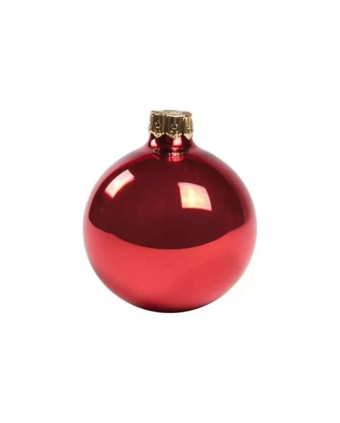 1Pz Pallina In Vetro Tinta Unita Rosso Lucido 60 Mm>* Sale