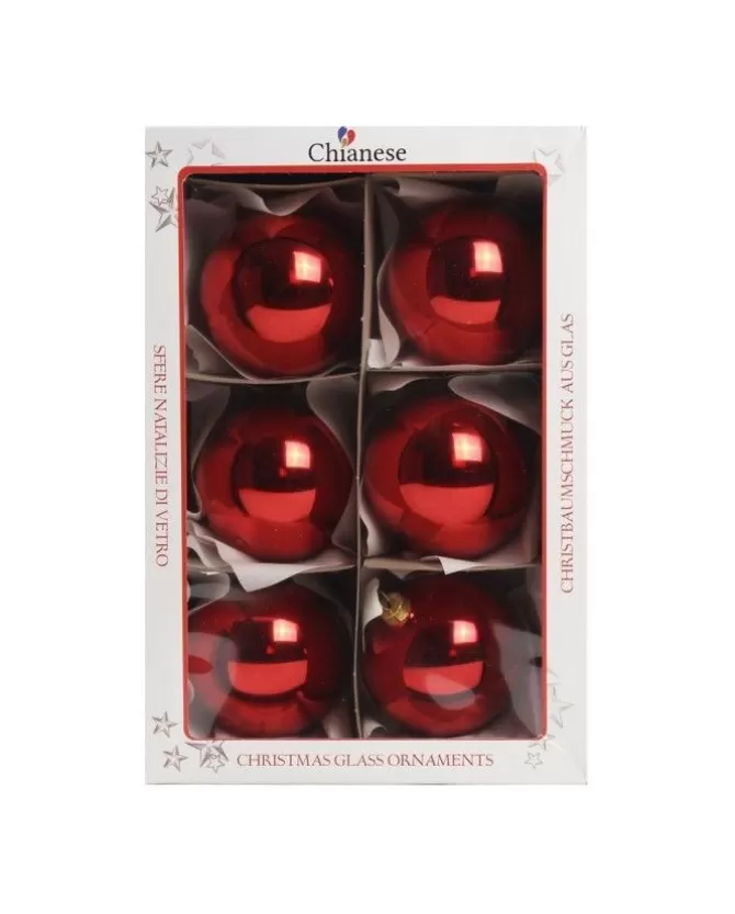 1Pz Pallina In Vetro Tinta Unita Rosso Lucido 80 Mm>* Sale