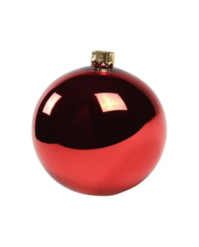 1Pz Pallina In Vetro Tinta Unita Rosso Lucido 80 Mm>* Sale