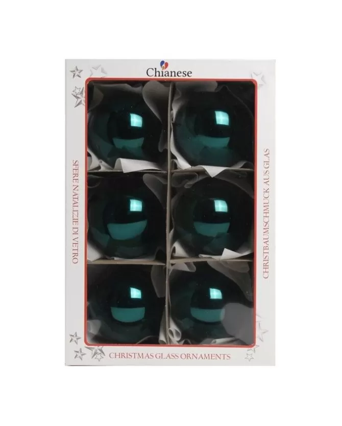 1Pz Pallina In Vetro Tinta Unita Verde Petrolio Lucido 80 Mm>* Clearance