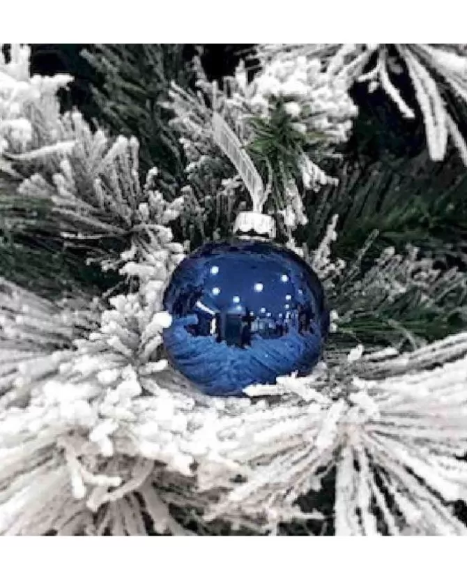 1Pz Pallina Sfera Di Vetro Blu Lucido 60Mm Per Albero Di Natale>* Cheap