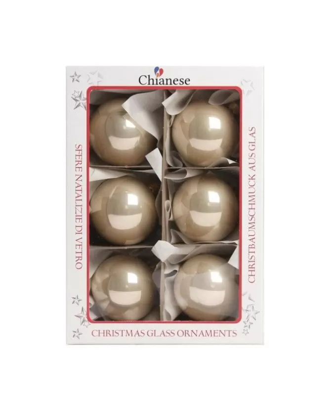1Pz Pallina Sfera Di Vetro Champagne Lucido 60Mm Per Albero Di Natale>* Online