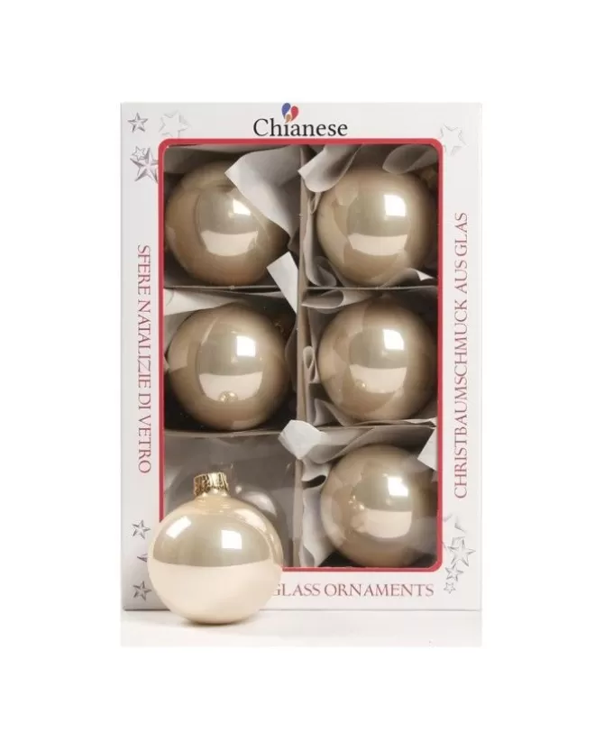 1Pz Pallina Sfera Di Vetro Champagne Lucido 60Mm Per Albero Di Natale>* Online