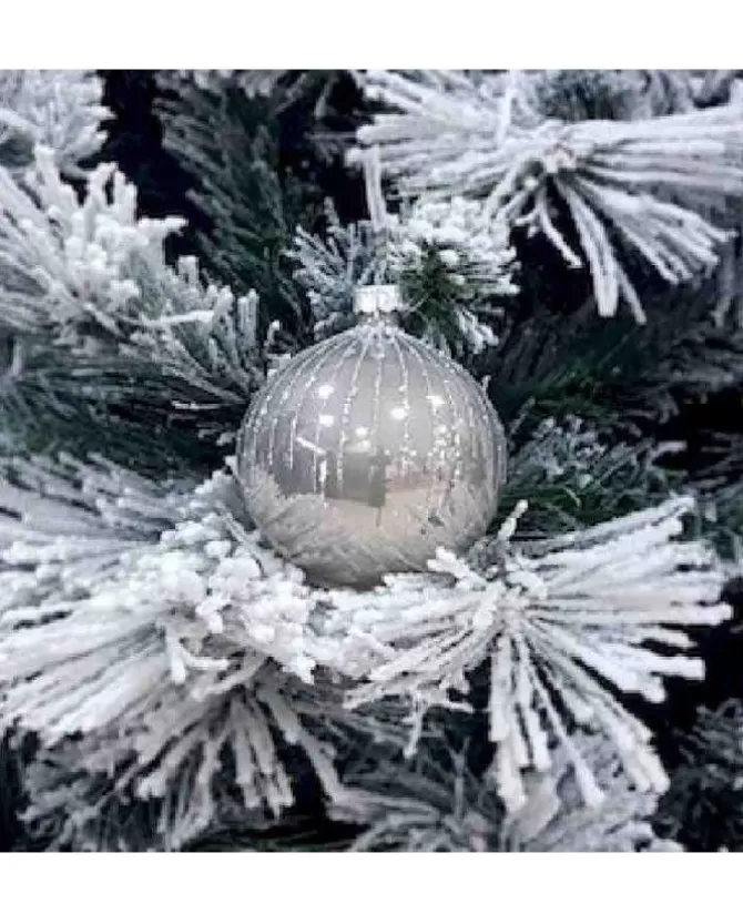 1Pz Pallina Sfera Di Vetro Decorata A Mano 80Mm Per Albero Di Natale>* Flash Sale