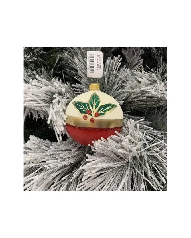 1Pz Pallina Sfera Di Vetro Decorata A Mano 80Mm Per Albero Di Natale>* Flash Sale