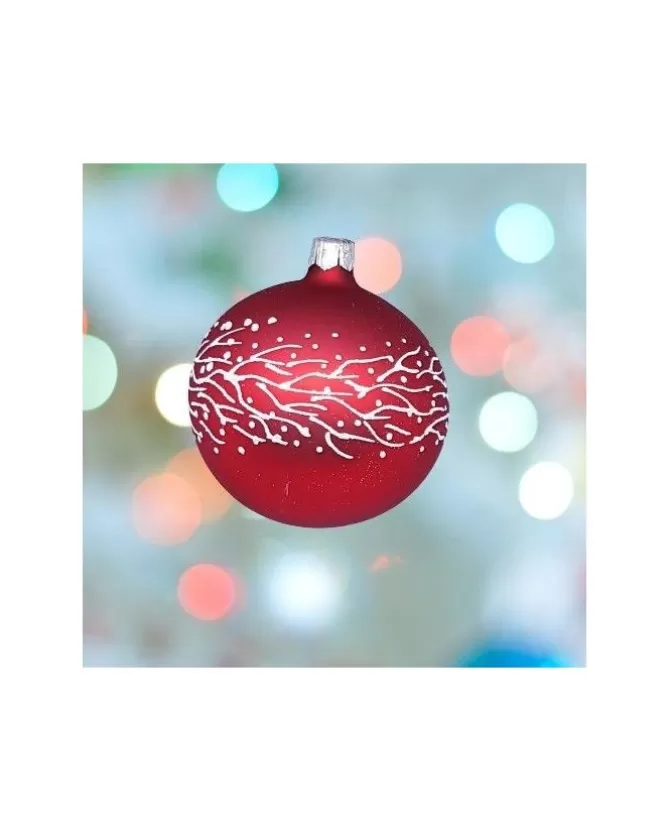 1Pz Pallina Sfera Di Vetro Decorata A Mano 80Mm Per Albero Di Natale>* New