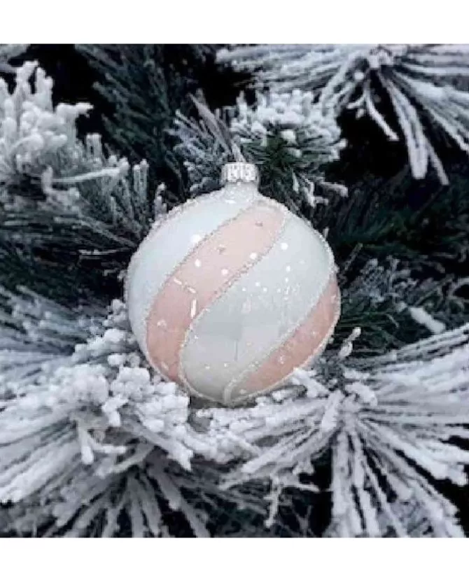 1Pz Pallina Sfera Di Vetro Decorata A Mano 80Mm Per Albero Di Natale>* Clearance